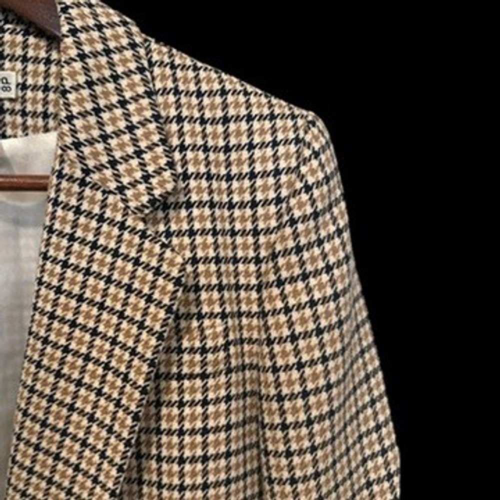 JH Collectibles 90's Vintage 100% Wool Houndstooth‎ Blazer 8P Dark Academia - Picture 3 of 8